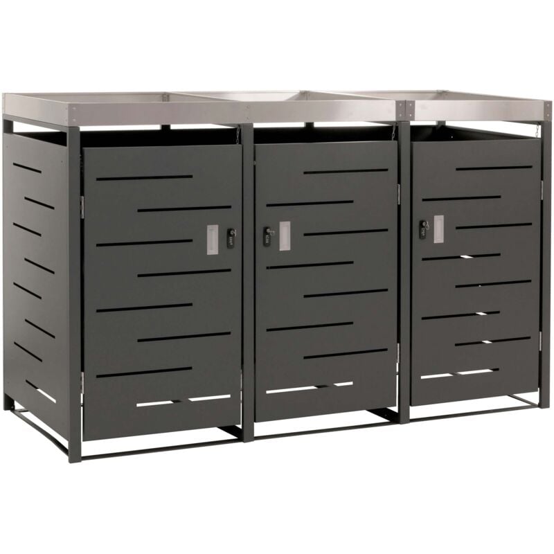 foto del prodotto copribidone con serratura con cassetta per piante capacit da 80 a 240 litri acciaio inox metallo 125x198x84 cm 040008231