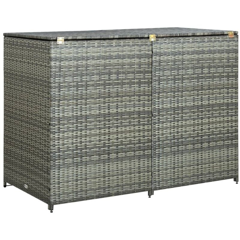 foto del prodotto copribidone doppio per spazzatura polyrattan vari colori colore antracite