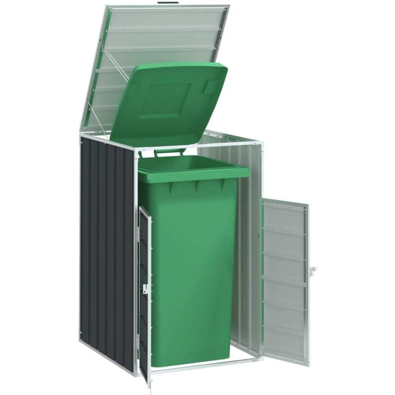 foto del prodotto copribidone ruote bidone singolo antracite 72x81x115 cm acciaio vidaxl