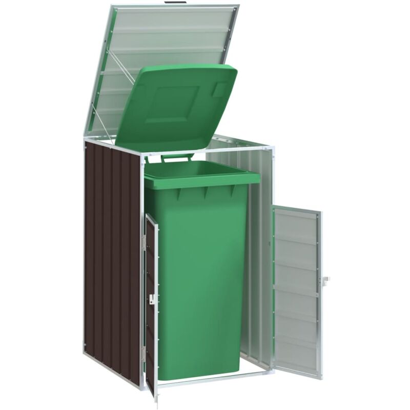 foto del prodotto copribidone ruote bidone singolo marrone 72x81x115 cm acciaio vidaxl