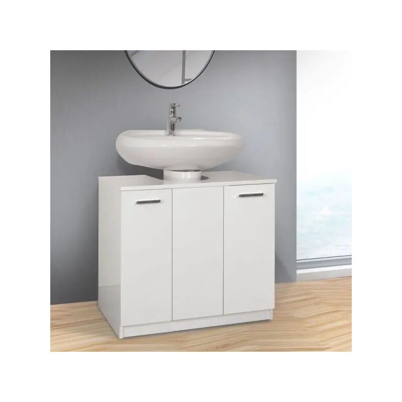 foto del prodotto copricolonna lavabo bagno universale due ante in melaminico bianco h.60cm l 70cm h 62cm p 46cm savini