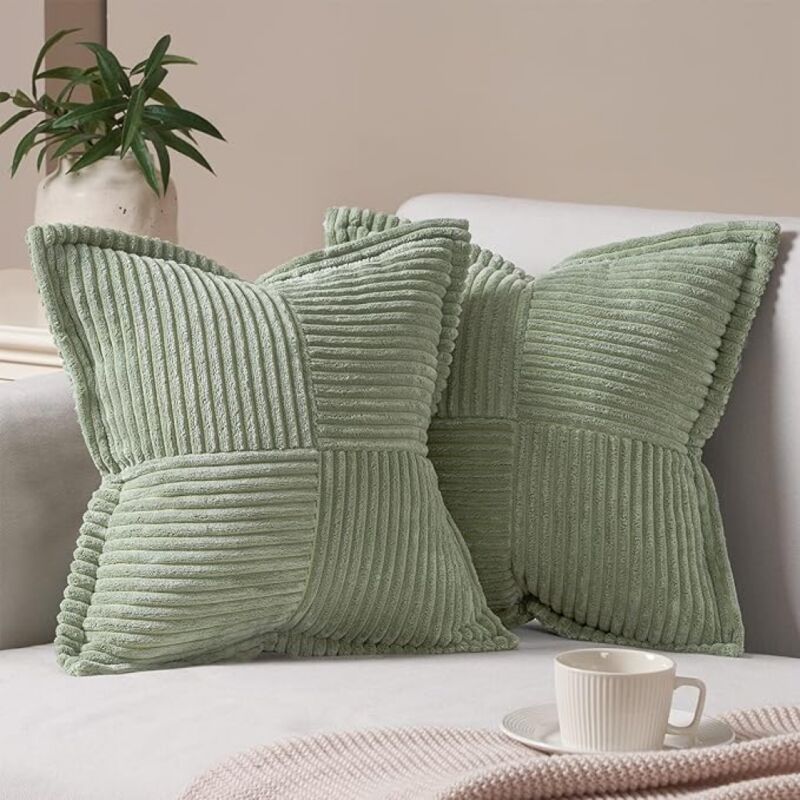 foto del prodotto copricuscini, 40 x 40 cm, federe decorative morbide con cerniera invisibile per divano letto, soggiorno, camera da letto 40 x 40 cm, verde salvia,