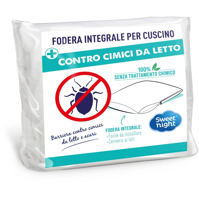 foto del prodotto copricuscini 40x60 cm anti cimice e antiacaro silenzioso chiusura a cerniera senza trattamento chimico sweet night