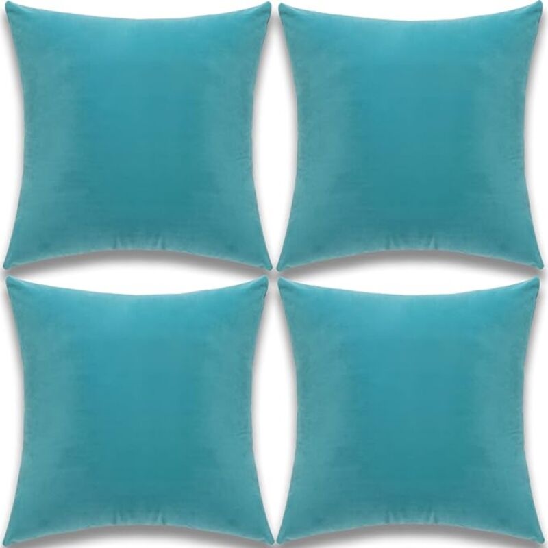 foto del prodotto copricuscini decorativi in velluto morbido di alta qualit per divano letto, set di 4, blu turchese, 18 x 18 pollici bebusingoto