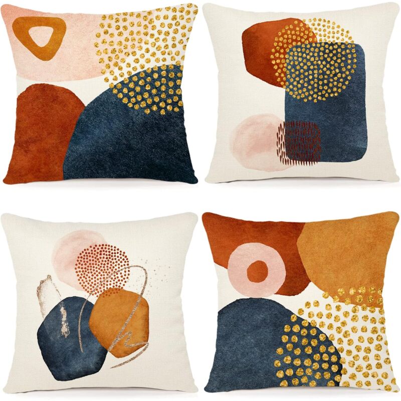 foto del prodotto copricuscino 45x45 set di 4 copricuscini per divano cuscini decorativi motivo geometrico set di cuscini per divano in lino per divano soggiorno