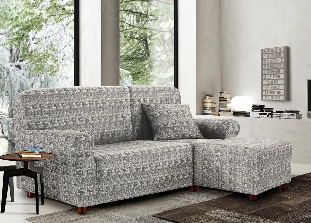 foto del prodotto copridivano antimacchia elasticizzato divano penisola angolare componibile fantasy - 1 2 - grigio