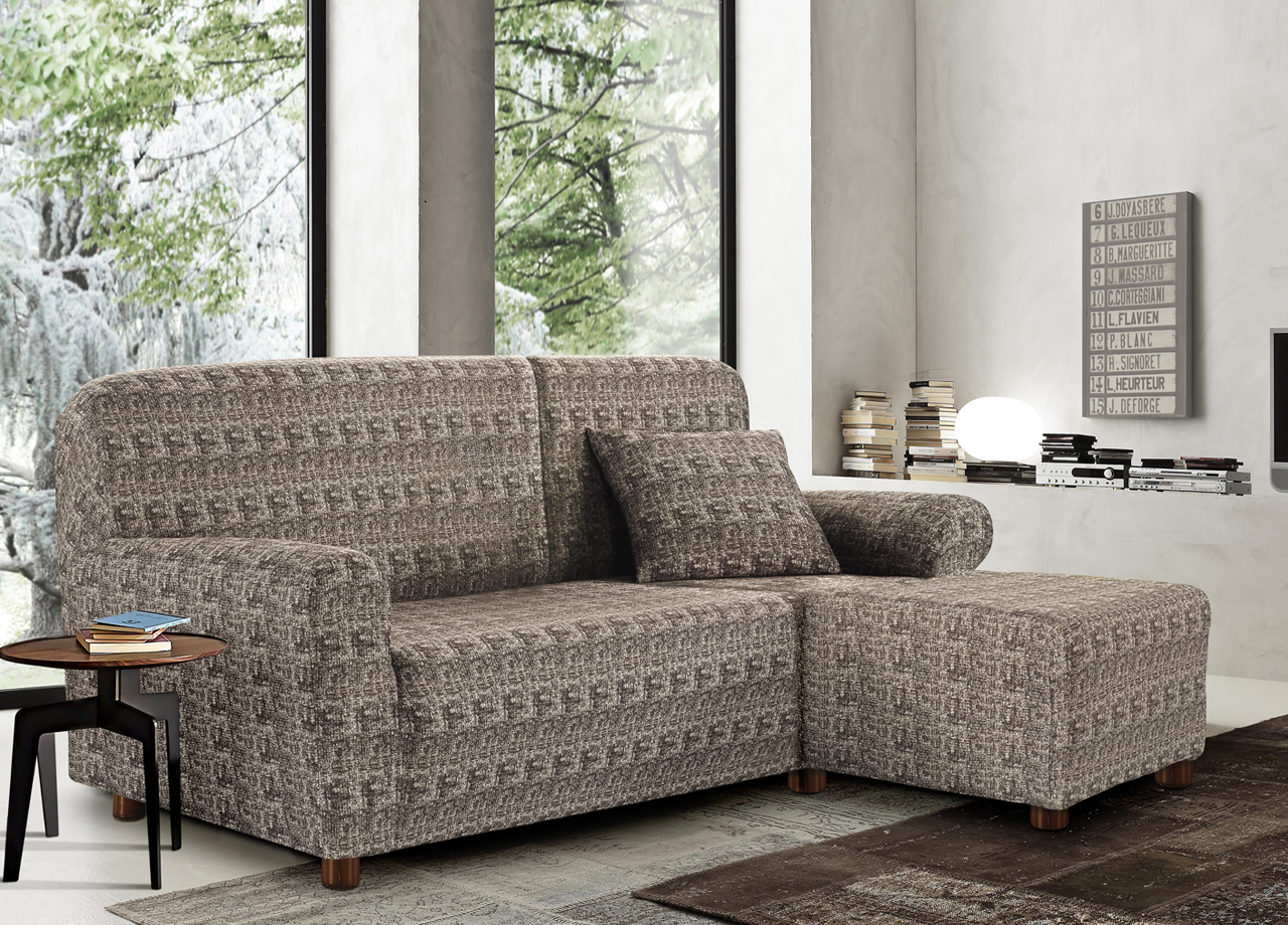 foto del prodotto copridivano antimacchia elasticizzato divano penisola angolare componibile fantasy - 1 2 - tortora