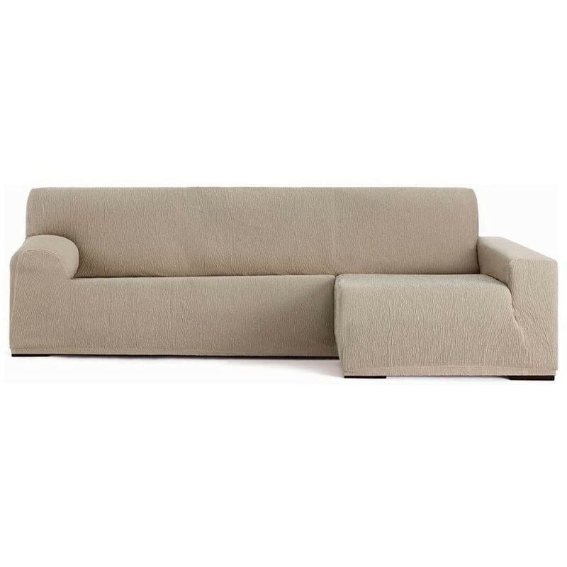 foto del prodotto copridivano con penisola a destra elastico 250 310 cm beige bracciolo lungo troya