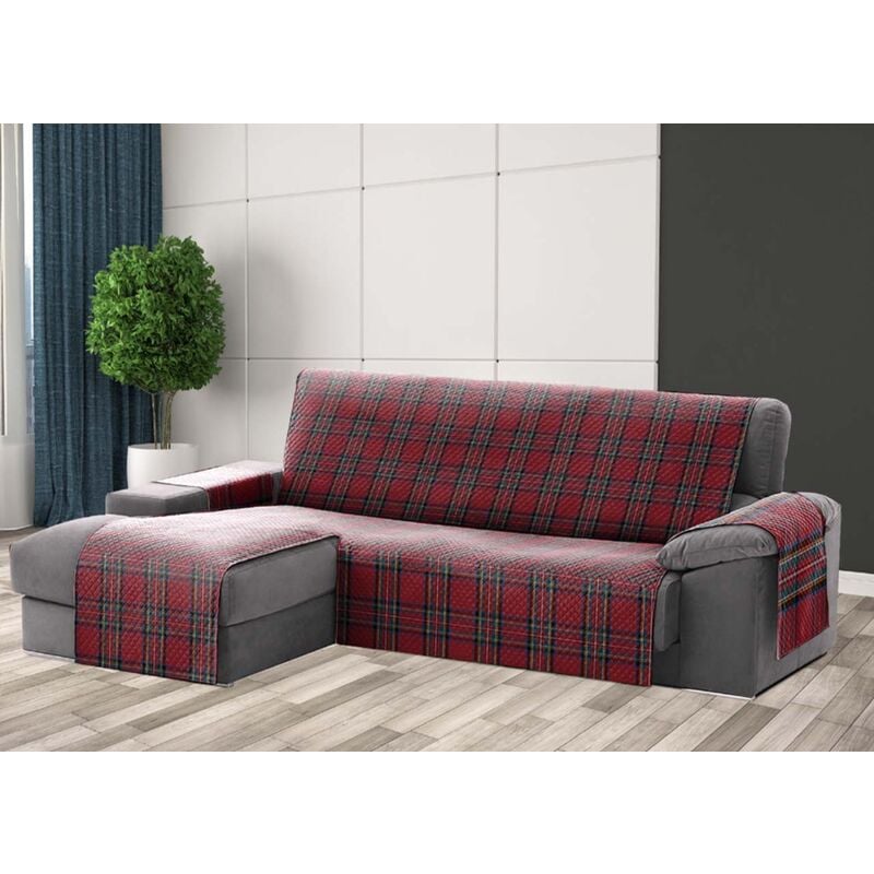 foto del prodotto copridivano con penisola antimacchia trapuntato modello perth scozzese rosso, misura240cmcoloreperth