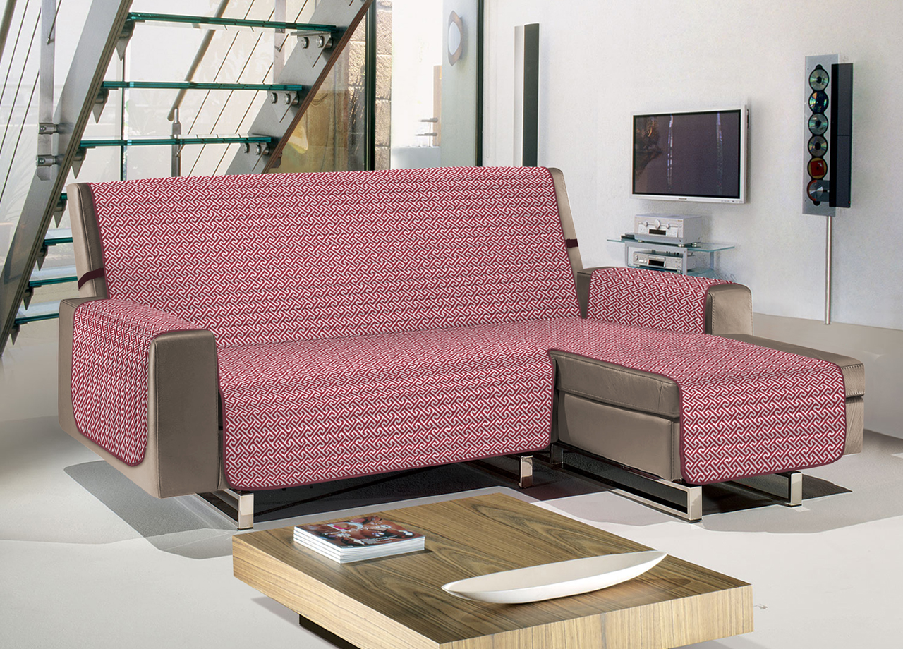 foto del prodotto copridivano con penisola sof cover trapuntato antimacchia double face 290cm rubino