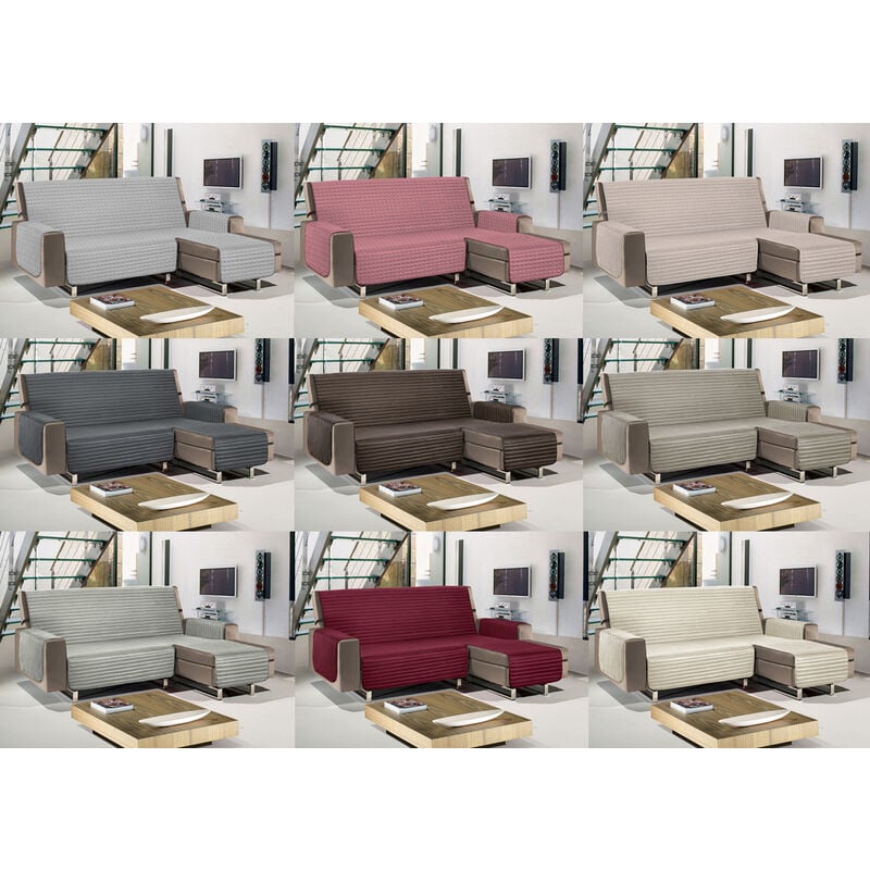 foto del prodotto copridivano con penisola sof cover trapuntato antimacchia double face, misura240cmcoloremarrone