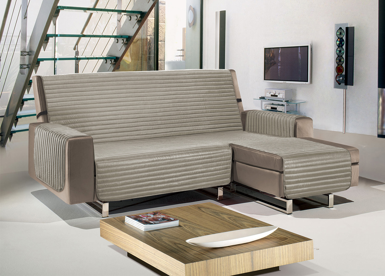 foto del prodotto copridivano con penisola trapuntato modello best colore tortora 280 cm tortora