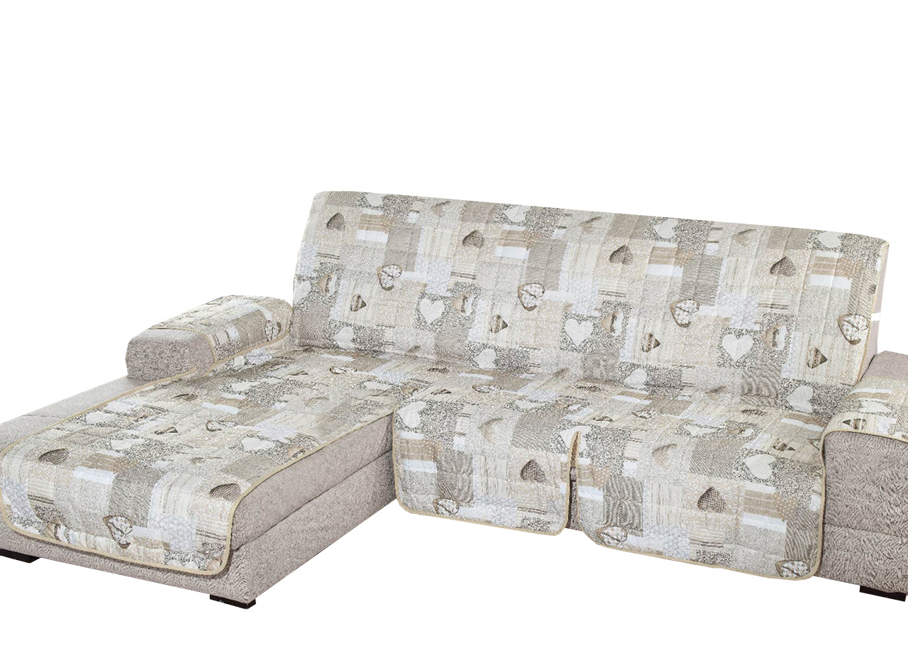 foto del prodotto copridivano con penisola trapuntato modello kino colore beige 240 cm beige