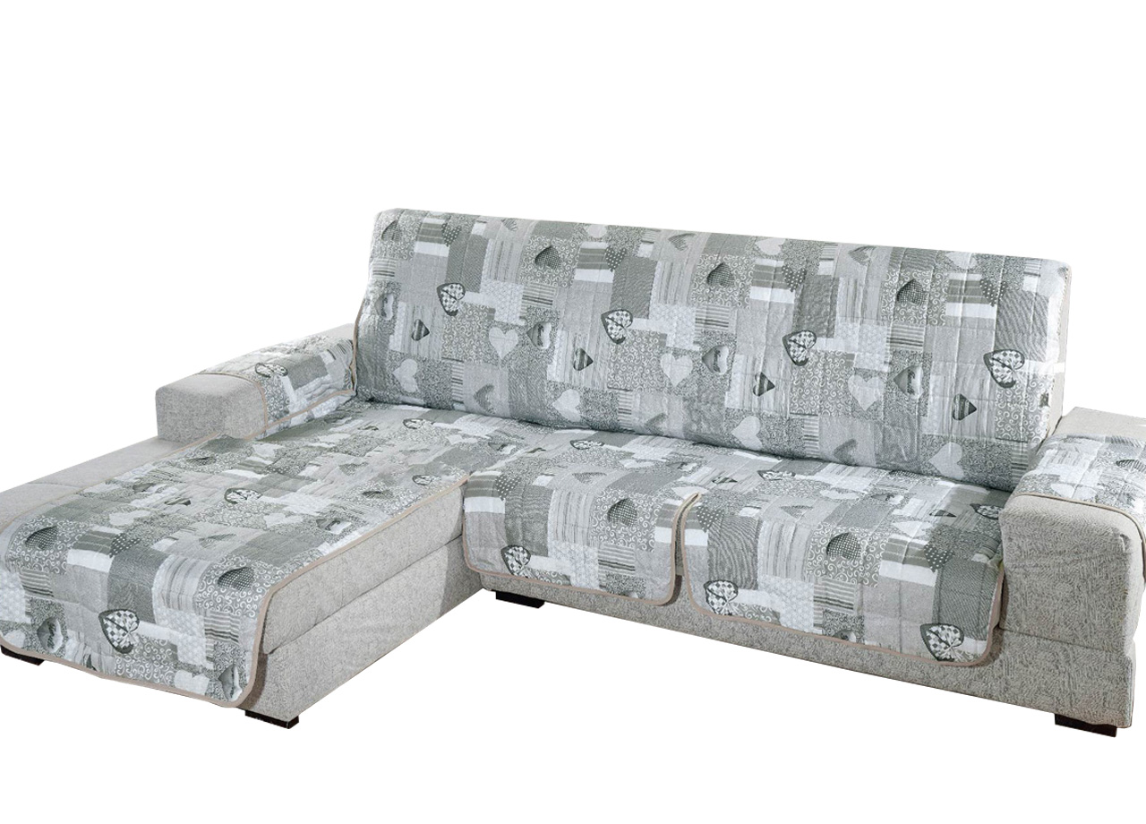 foto del prodotto copridivano con penisola trapuntato modello kino colore grigio 190 cm grigio