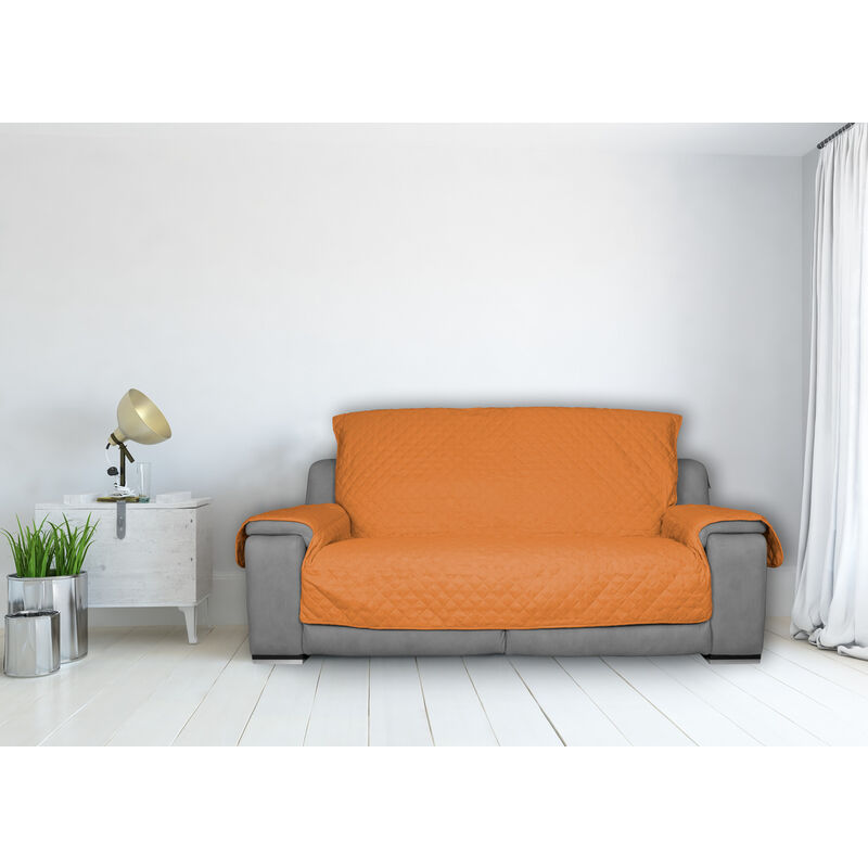 foto del prodotto copridivano copripoltrona trapuntato antimacchia in tinta unita willy arancio, misura2 posticolorearancio