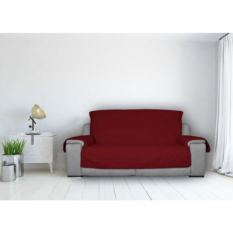 foto del prodotto copridivano copripoltrona trapuntato antimacchia in tinta unita willy bordeaux, misurapoltronacolorebordeaux