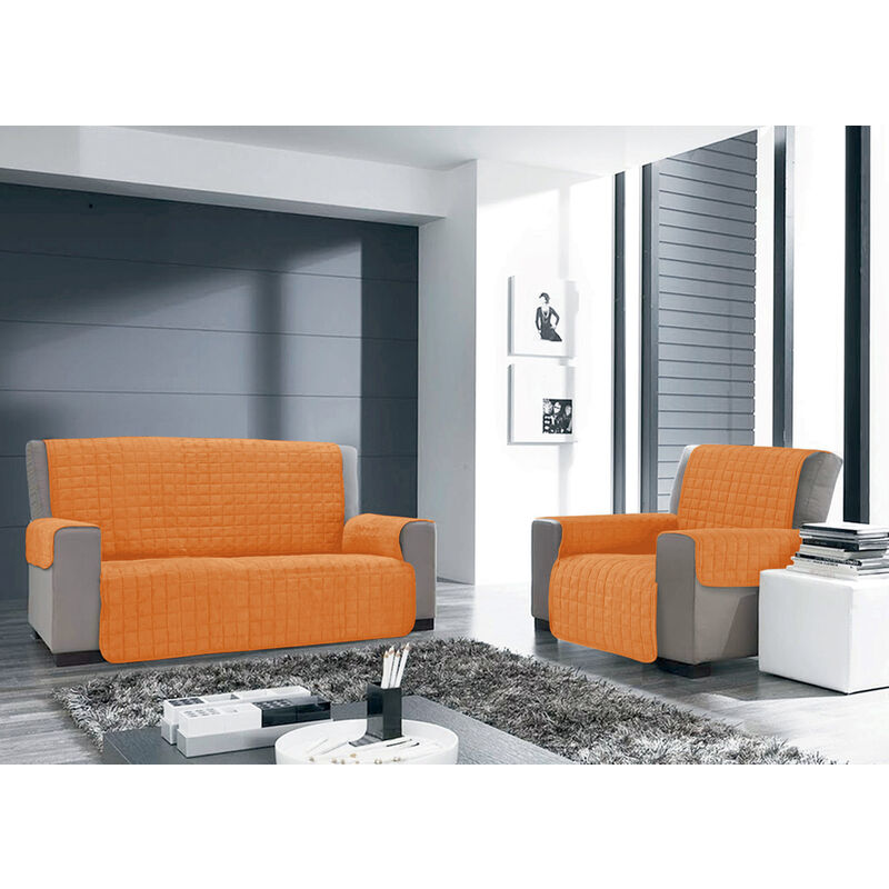 foto del prodotto copridivano e copripoltrona trapuntato modello willy, misura4 posticolorearancio