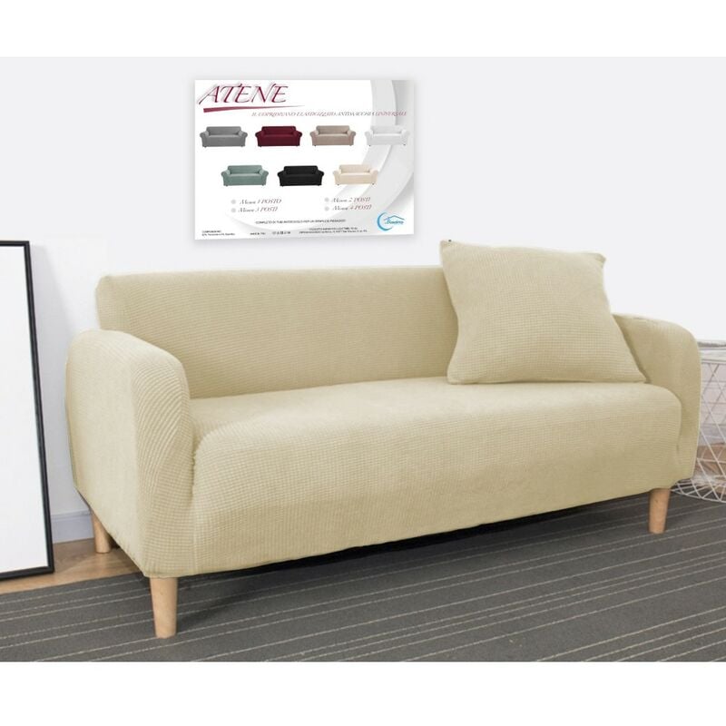 foto del prodotto copridivano elasticizzato atene universale beige bielastico 3 posti cm. 180 - 200