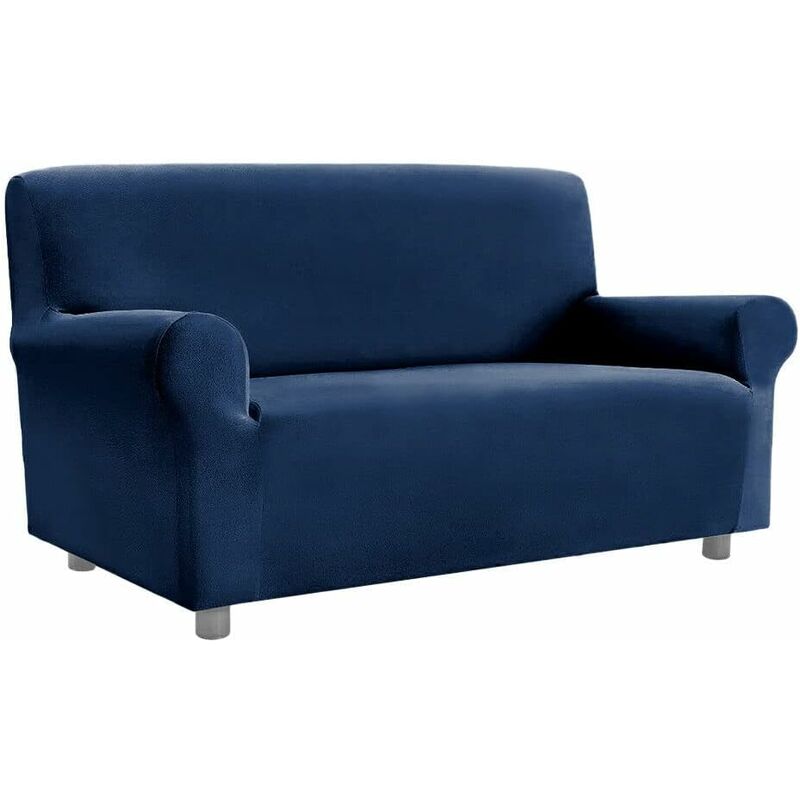 foto del prodotto copridivano elasticizzato universale con braccioli 100 made in italy salva divano poltrona blu 2 posti