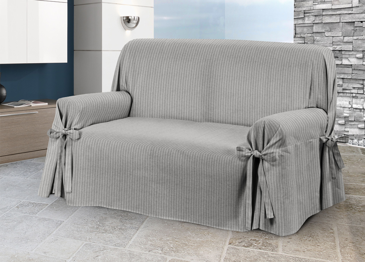 foto del prodotto copridivano fodera telo protezione divano con laccetti fiocco varie fantasie poltrona lord grigio