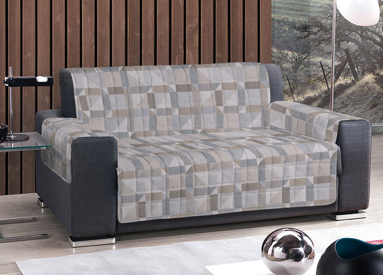 foto del prodotto copridivano imbottito trapuntato sof antimacchia made italy astratto 7879 4 posti beige