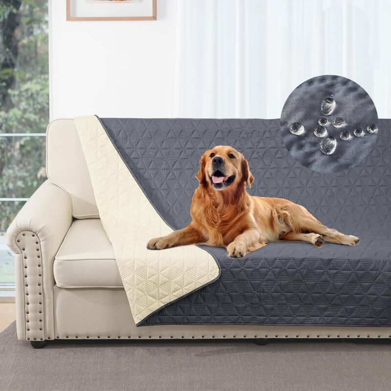 foto del prodotto copridivano impermeabile al 100 , copriletto, copridivano per animali domestici, copridivano, adatto a bambini, cani e gatti grigio, 132 208 cm 