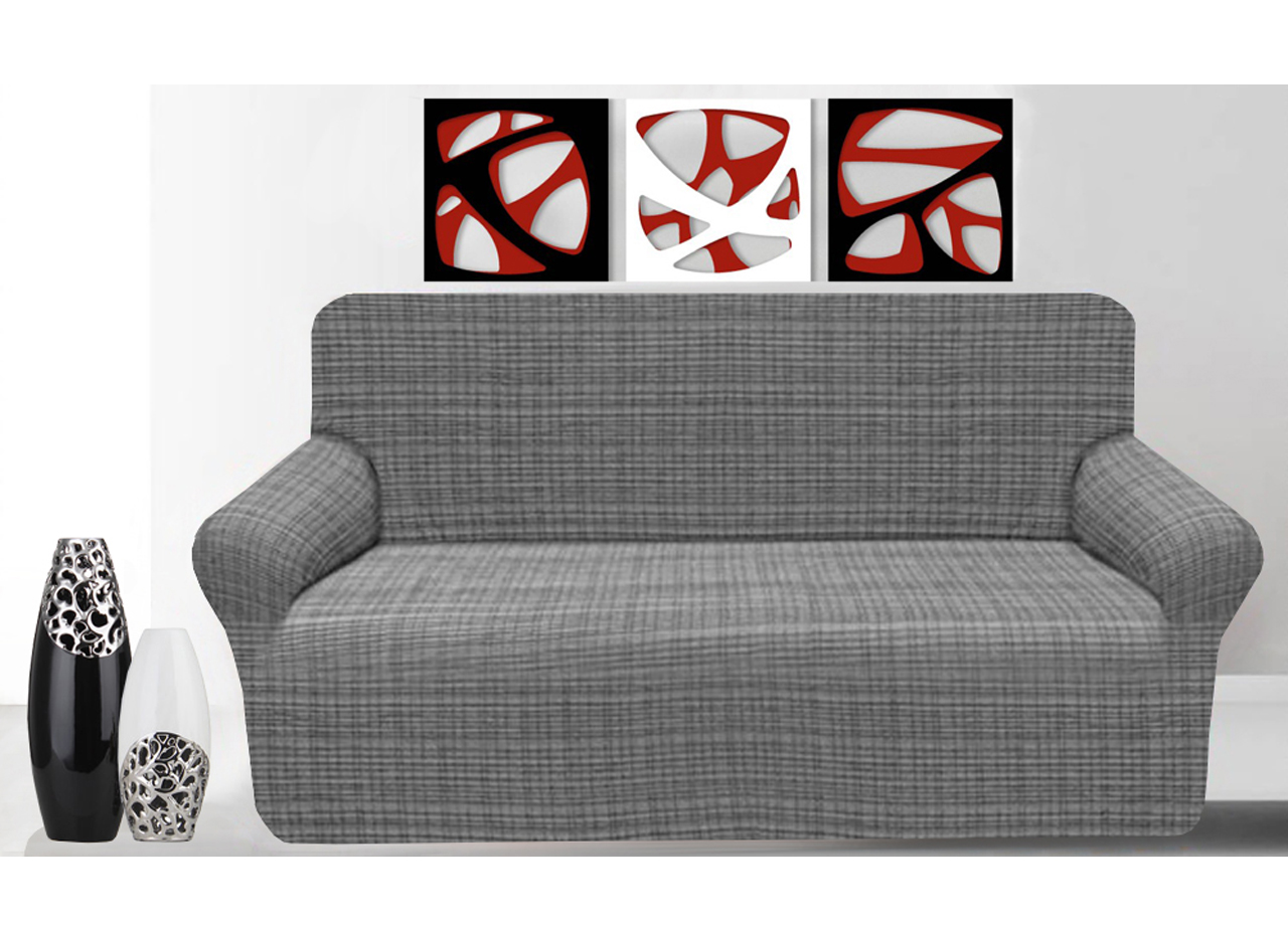 foto del prodotto copridivano in tessuto jacquard elasticizzato ottima vestibilit modello otello 4 posti grigio