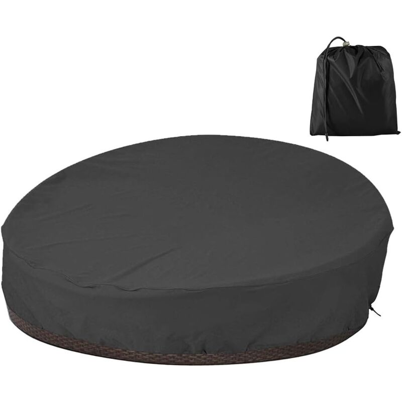 foto del prodotto copridivano letto rotondo impermeabile, copridivano letto in tessuto oxford 210d resistente e durevole 228x83cm nero 