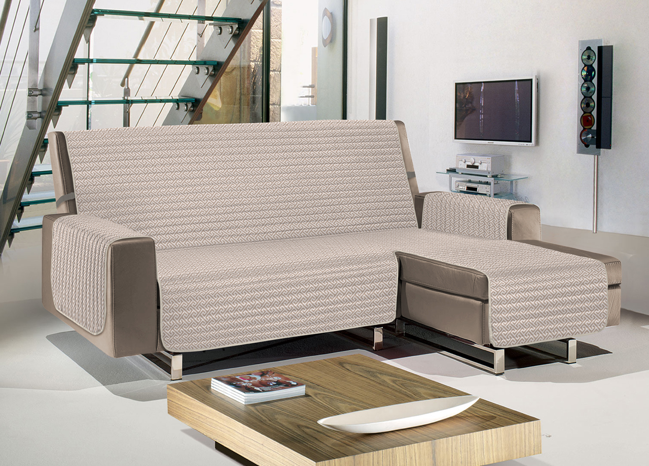 foto del prodotto copridivano penisola trapuntato antimacchia impermeabile modello olimpo beige 240 cm beige