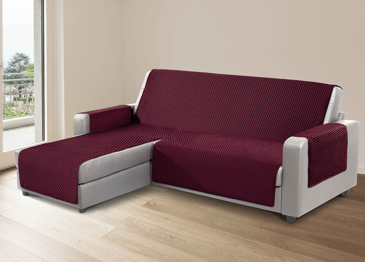 foto del prodotto copridivano per divani con penisola lato destro modello sphere bordeaux 240 cm bordeaux