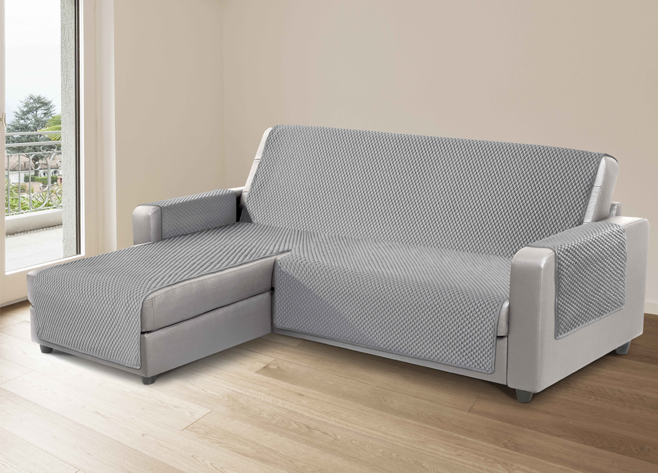 foto del prodotto copridivano per divani con penisola lato destro modello sphere grigio 240 cm grigio