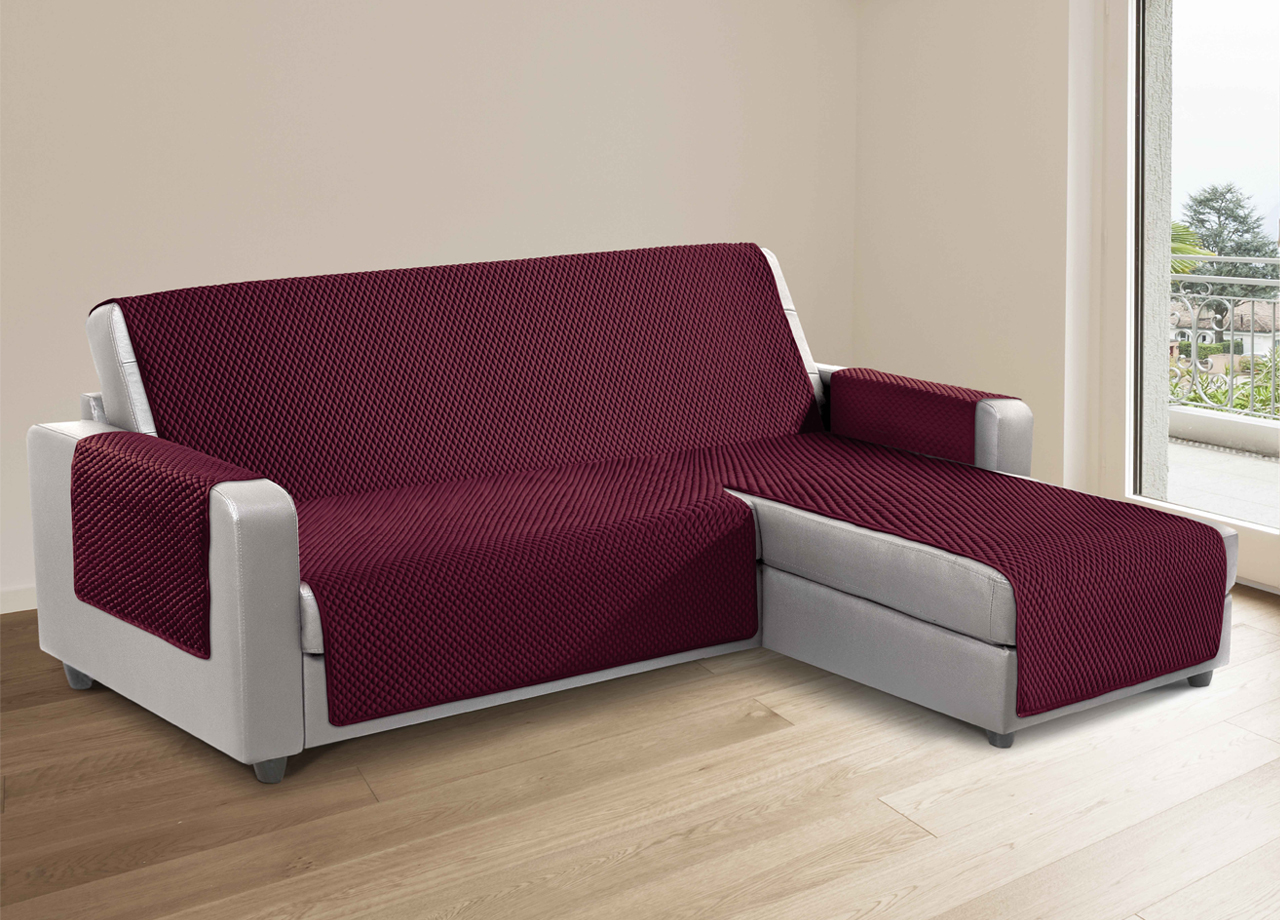 foto del prodotto copridivano per divani con penisola lato sinistro modello sphere bordeaux 190 cm bordeaux