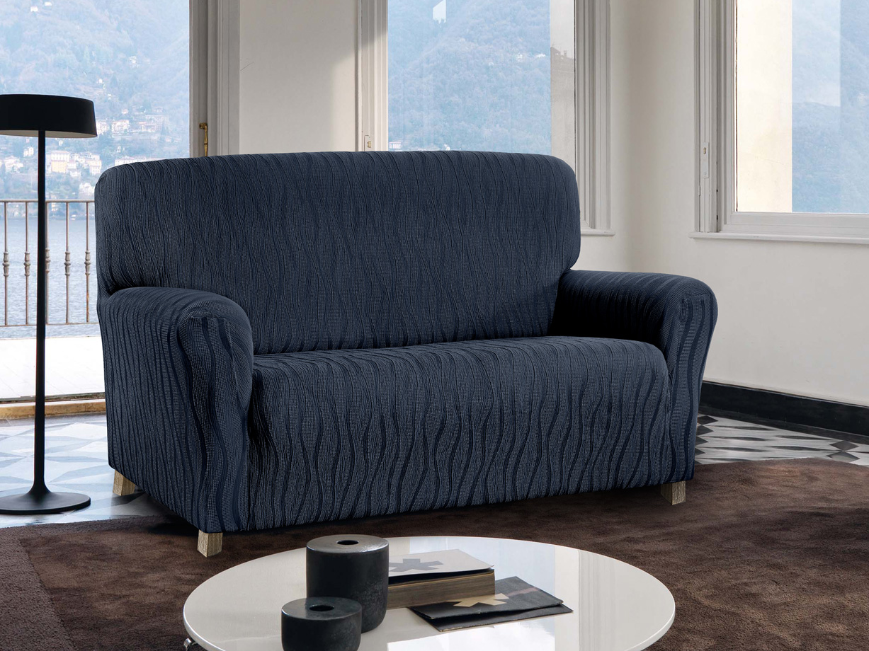 foto del prodotto copridivano sof poltrona elasticizzato protezione macchie modello wonderful 2 posti blu