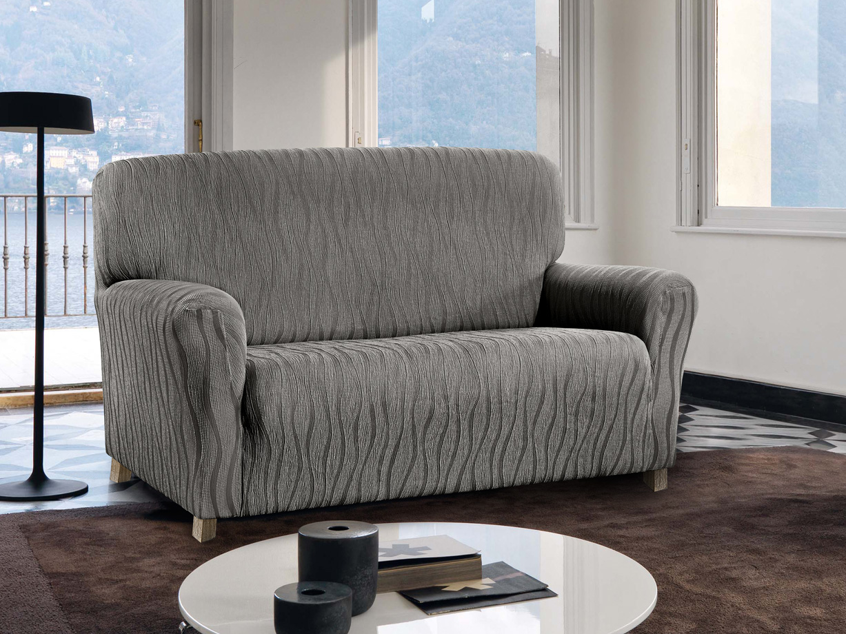 foto del prodotto copridivano sof poltrona elasticizzato protezione macchie modello wonderful 2 posti grigio