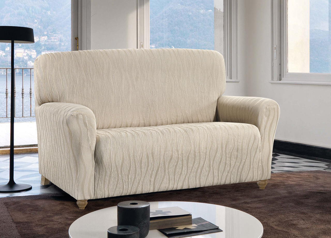 foto del prodotto copridivano sof poltrona elasticizzato protezione macchie modello wonderful 2 posti panna