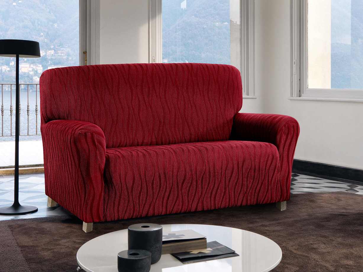 foto del prodotto copridivano sof poltrona elasticizzato protezione macchie modello wonderful 3 posti bordeaux