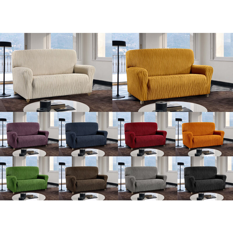 foto del prodotto copridivano sofà poltrona elasticizzato protezione macchie modello wonderful, misura2 posticoloreocra