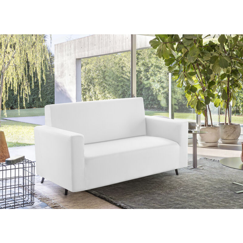 foto del prodotto copridivano tinta unita elasticizzato antimacchia modello sagomato colore bianco, misurapoltronacolorebianco