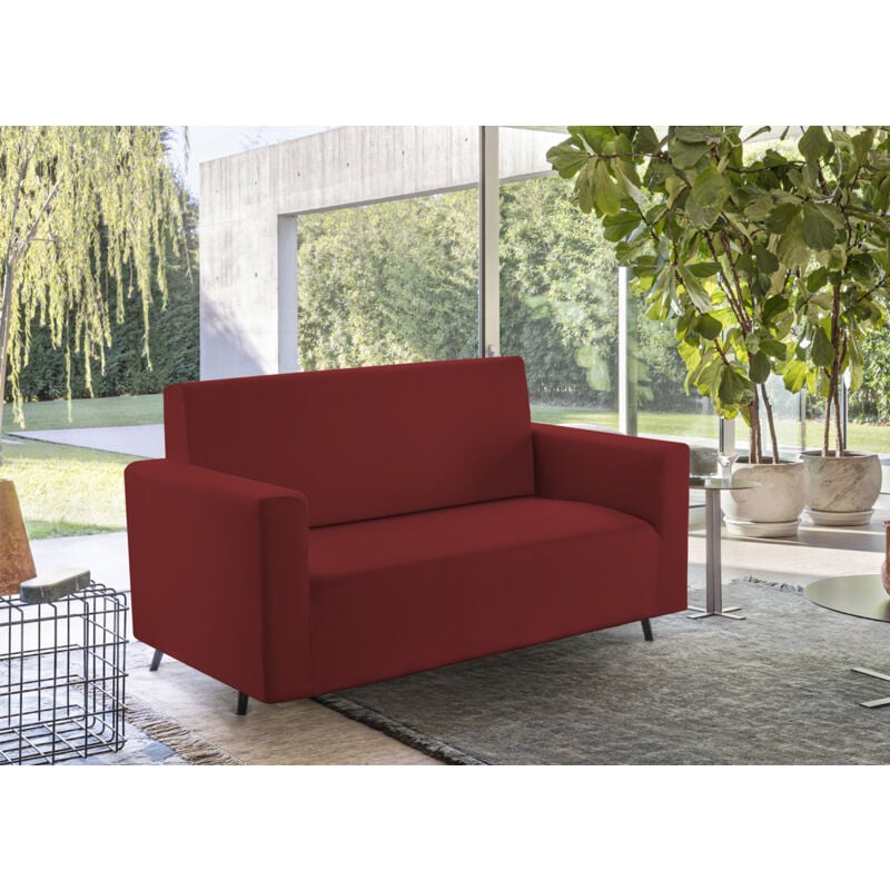 foto del prodotto copridivano tinta unita elasticizzato antimacchia modello sagomato colore bordeaux, misurasedutacolorebordeaux