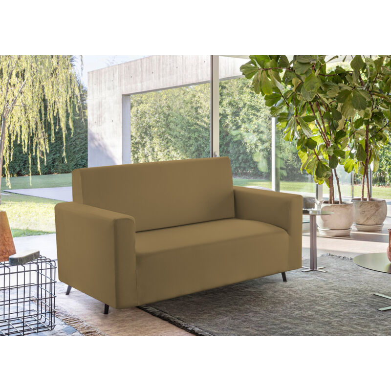 foto del prodotto copridivano tinta unita elasticizzato antimacchia modello sagomato colore tortora, misurasedutacoloretortora