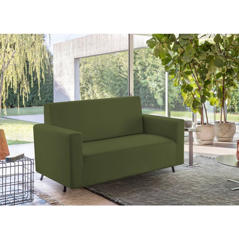 foto del prodotto copridivano tinta unita elasticizzato antimacchia modello sagomato colore verde, misura2 posticoloreverde