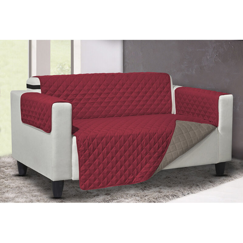 foto del prodotto copridivano trapuntato lello antimacchia double face tortora-bordeaux, misurapoltronacoloretortora-bordeaux