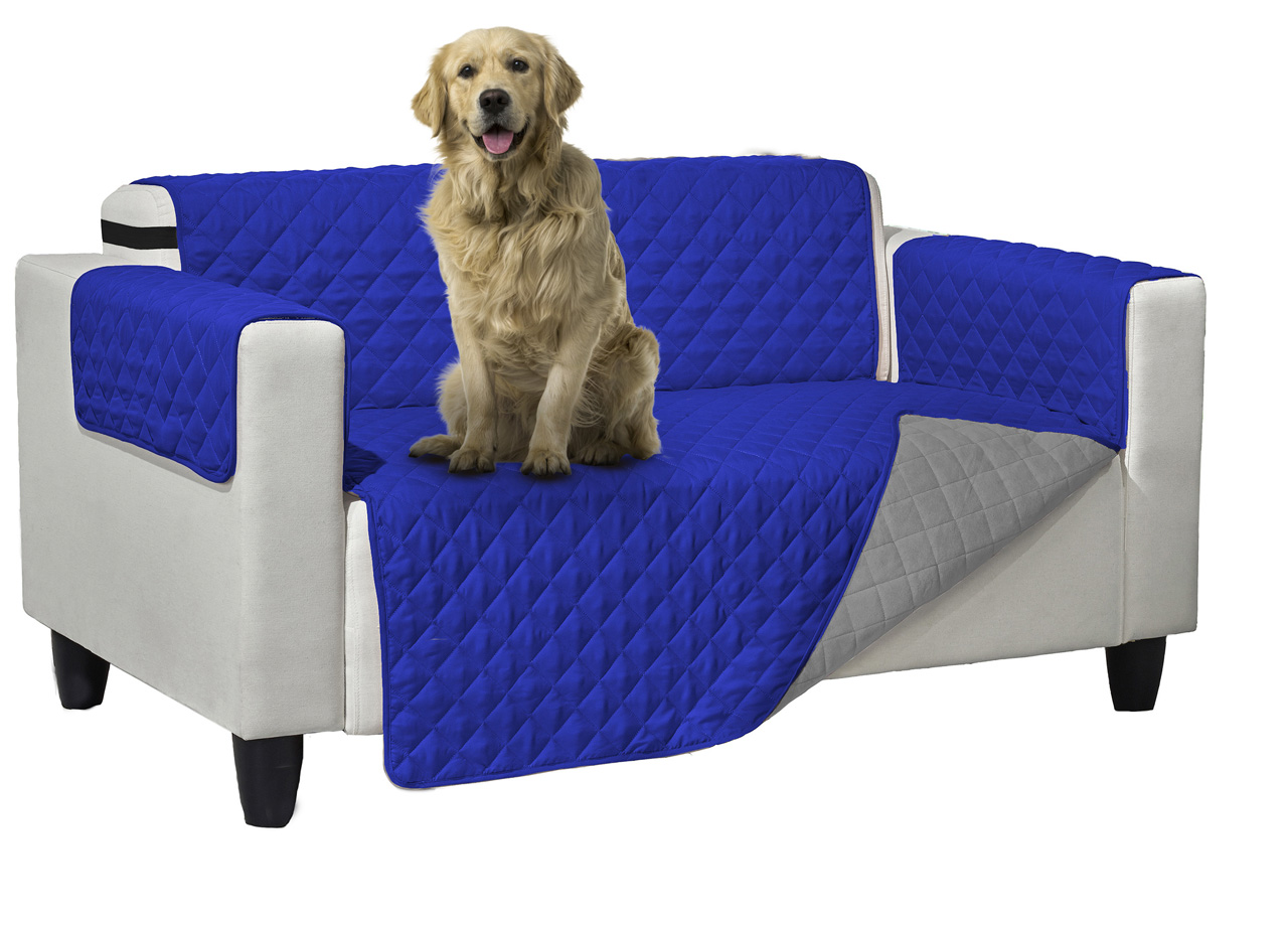 foto del prodotto copridivano trapuntato queen antimacchia double face blu grigio 2 posti blu grigio