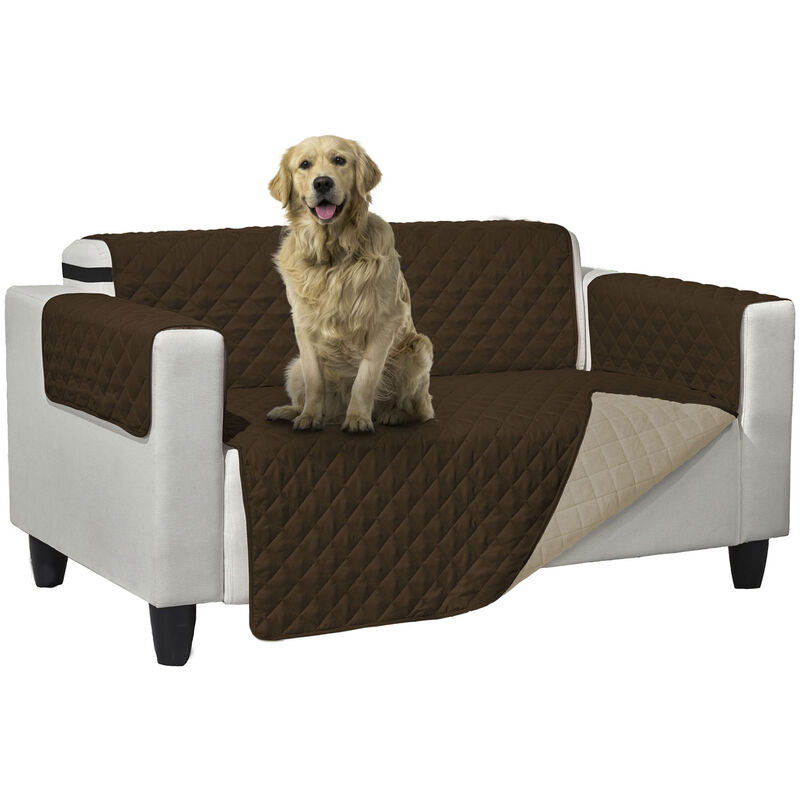 foto del prodotto copridivano trapuntato queen antimacchia double face marrone-crema, misura2 posticoloremarrone-crema