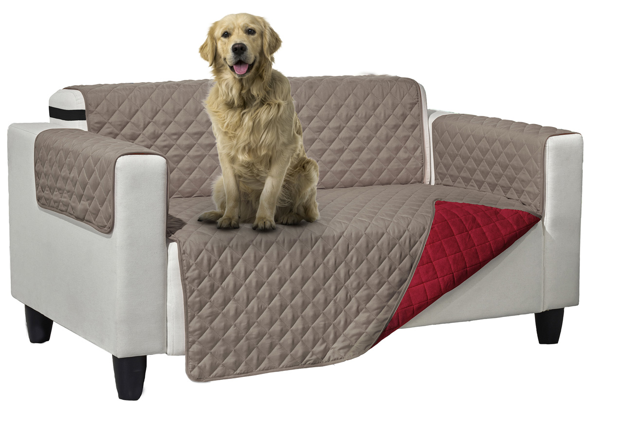 foto del prodotto copridivano trapuntato queen antimacchia double face tortora bordeaux 3 posti tortora bordeaux