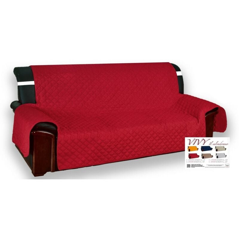 foto del prodotto copridivano trapuntato vivy rosso bordeaux proteggi divano con braccioli poliestere lavabile, antiscivolo 1 posto seduta cm. 60