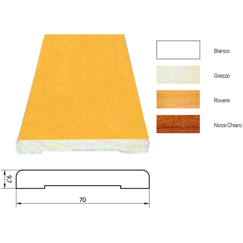 foto del prodotto coprifilo liscio in abete giuntato mm.10x70x2250, bianco