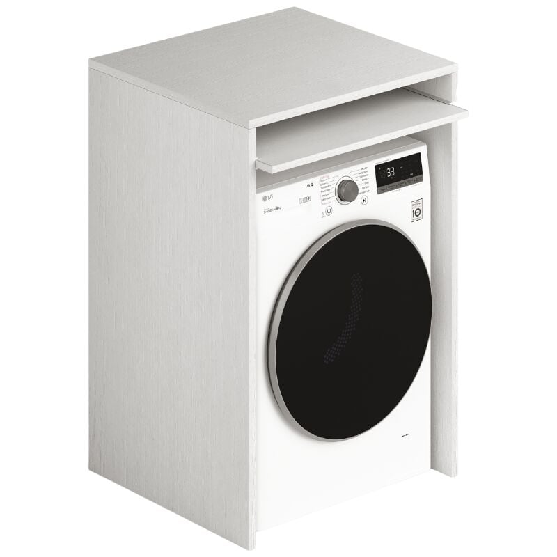 foto del prodotto coprilavatrice in legno ripiano estraibile 71x65x105 colore bianco frassinato