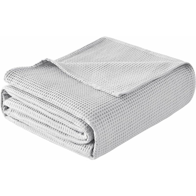 foto del prodotto copriletto 170x210 cm. trapuntino in 100 cotone. coperta waffle per camera da letto. soggiorno. divani coperta. grigio scuro woltu