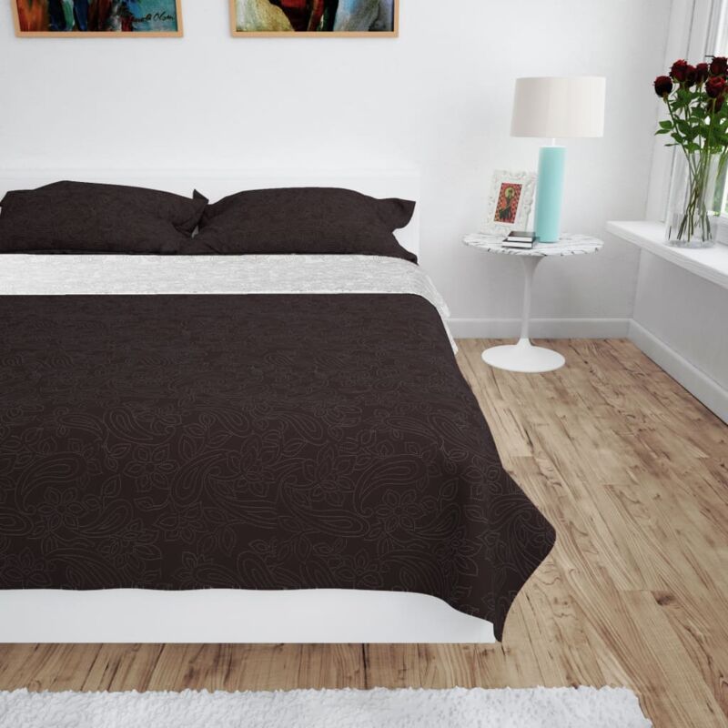 foto del prodotto copriletto double face trapuntato 230x260 cm crema e marrone vidaxl